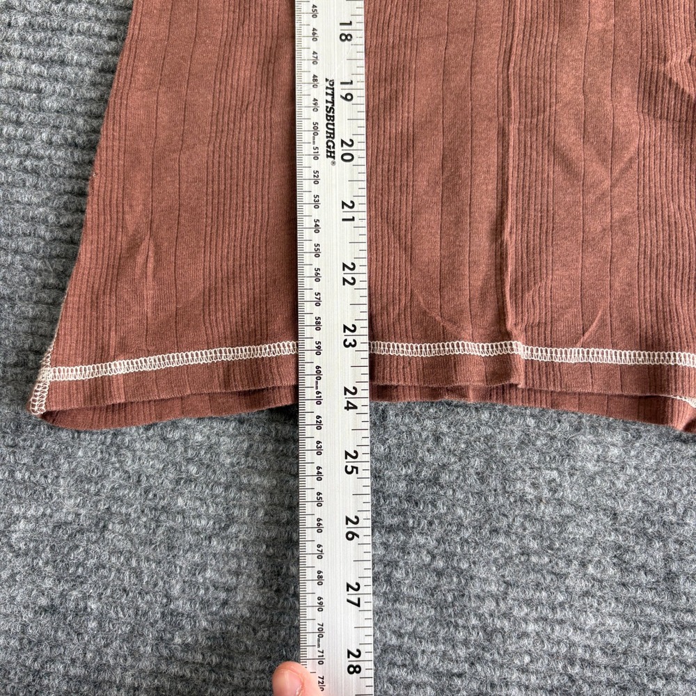 Abercrombie & Fitch Brown Ribbed Henley Top Y2K Logo Contrast Stitch Size M - Picture 5 of 6